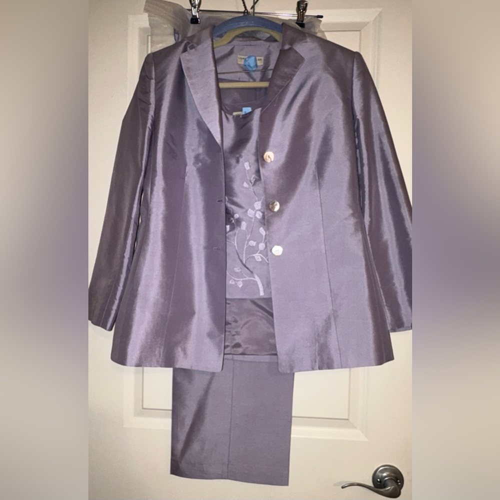 EUC Silk Suit: 3-Piece Pants, Cami, Jacket, Lavender, Vintage 1980s, Petites